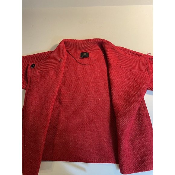 JM Collection Sweater Jacket Women Size Small Petite Red Sparkles Cotton Blend - Picture 5 of 12